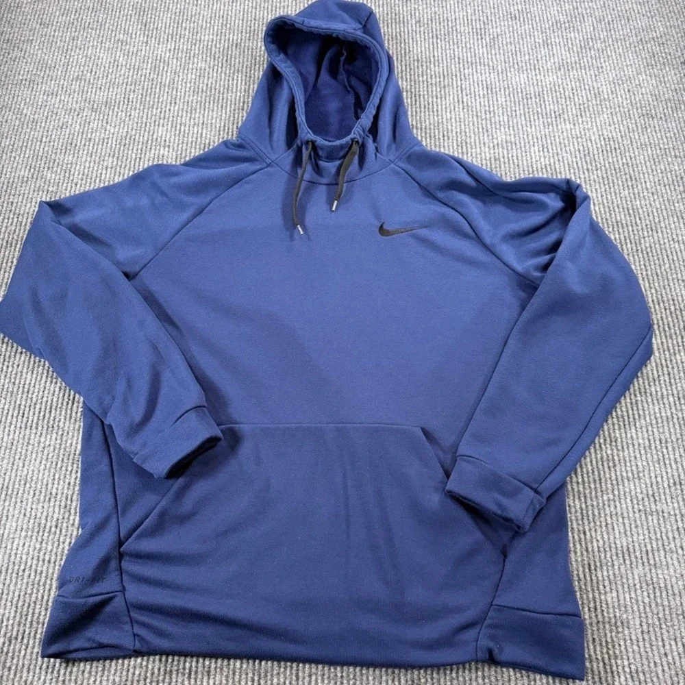 Nike Dri-FIT Hoodie Sweatshirt Pullover Mens XL Navy Blue Training Pockets